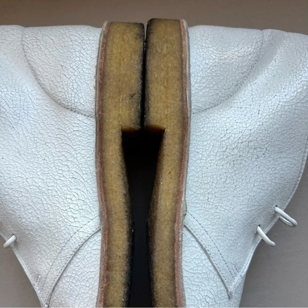 Tory Burch Bergen White Crackle Leather‎ Ankle Boots Booties Women 10 Academia